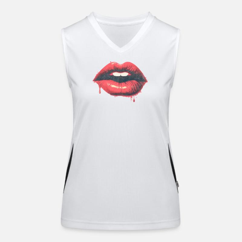 Baiser urbain - Goutteuse - Red Lips Pop Art Débardeur respirant contrasté Femme
