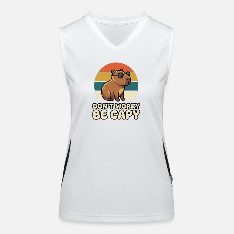 Don't Worry Be Capy Funny Capybara Retro Women's Functional Contrast Tank Top