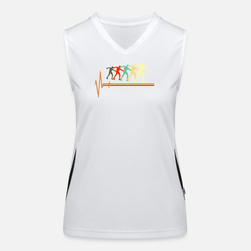 Shot Put Evolution Retro Heartbeat Pulse Art Women's Functional Contrast Tank Top