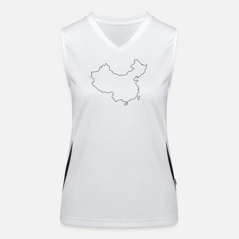 China map Women's Functional Contrast Tank Top