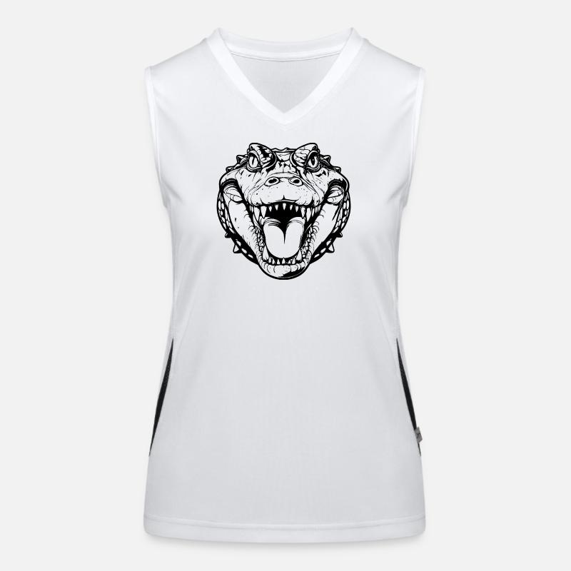 Crocodile Head Solid Color Crocodile Head Black Motif Women's Functional Contrast Tank Top