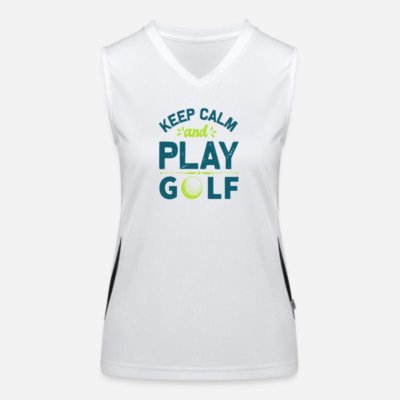 Keep Calm and Play Golf: Cooles Golfer Statement Funktionelles Kontrast-Tank Top für Frauen
