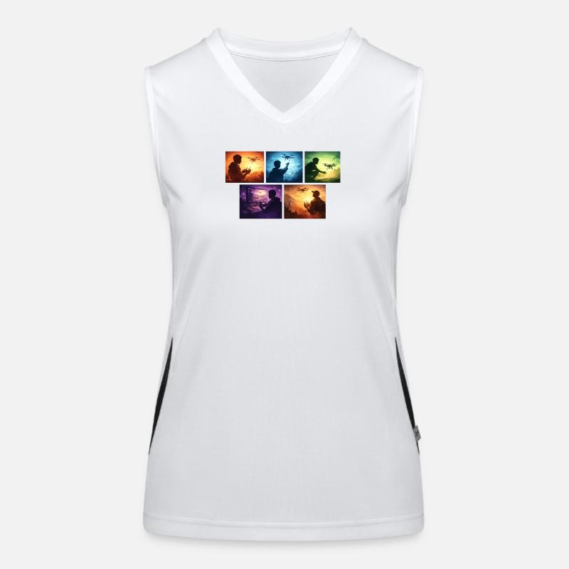 Drone Sunset Collage Women's Functional Contrast Tank Top