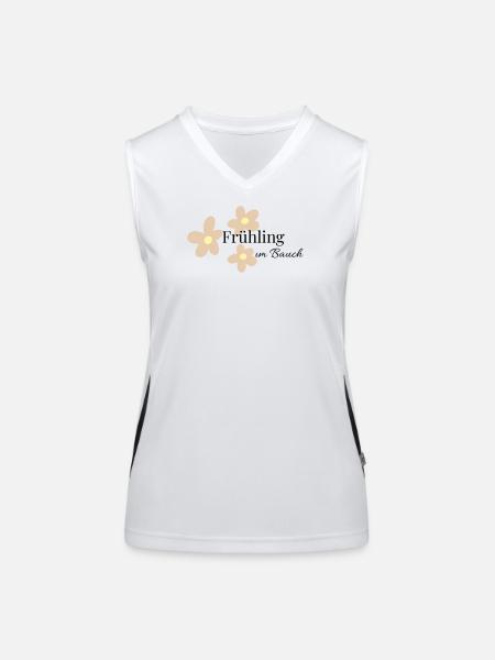 Frühling im Bauch   - Funktionelles Kontrast-Tank Top für Frauen - Weiß/Schwarz - Vorne