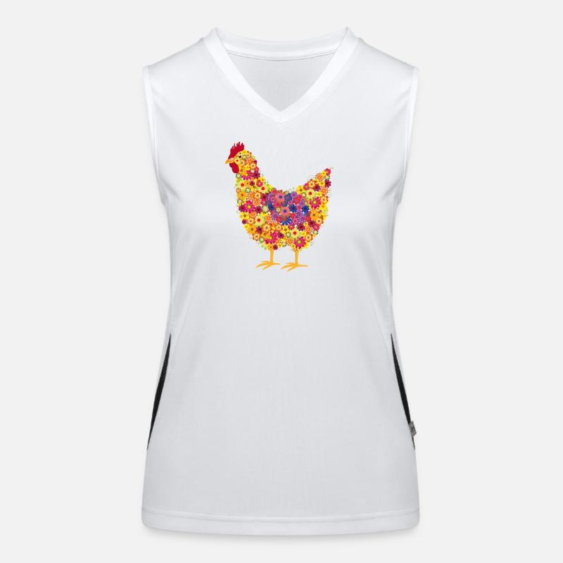 Fans de poulet - Coq - Coq - Poulet fleur - Bio Débardeur respirant contrasté Femme