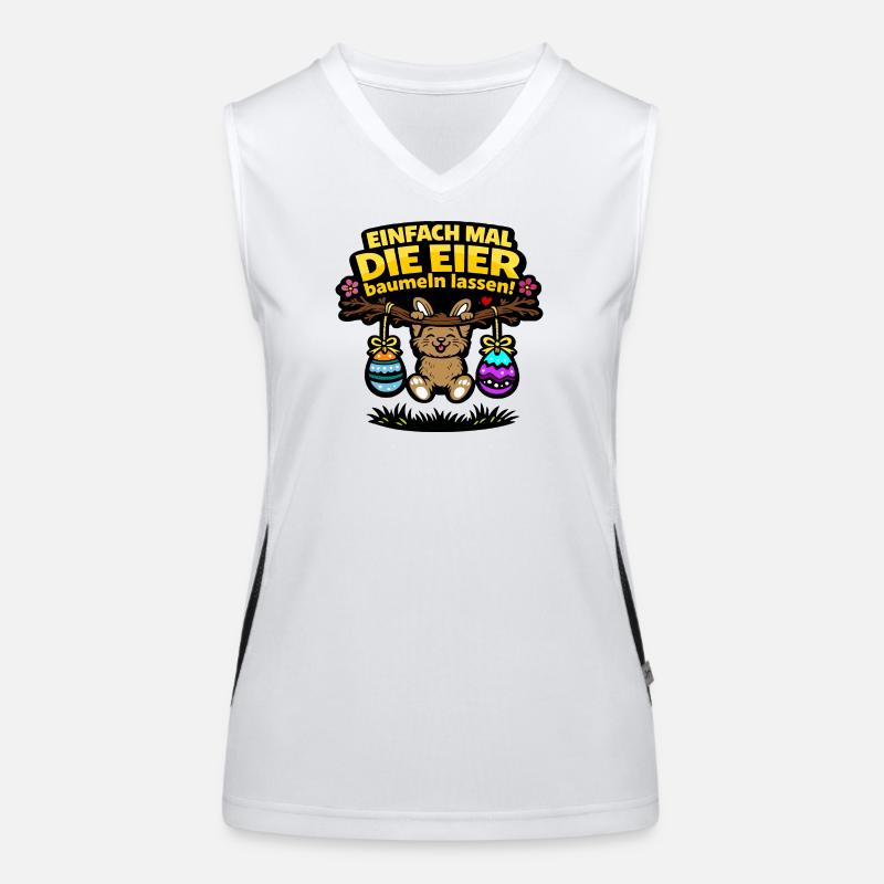 Einfach mal die Eier baumeln lassen Hase Ostern Funktionelles Kontrast-Tank Top für Frauen