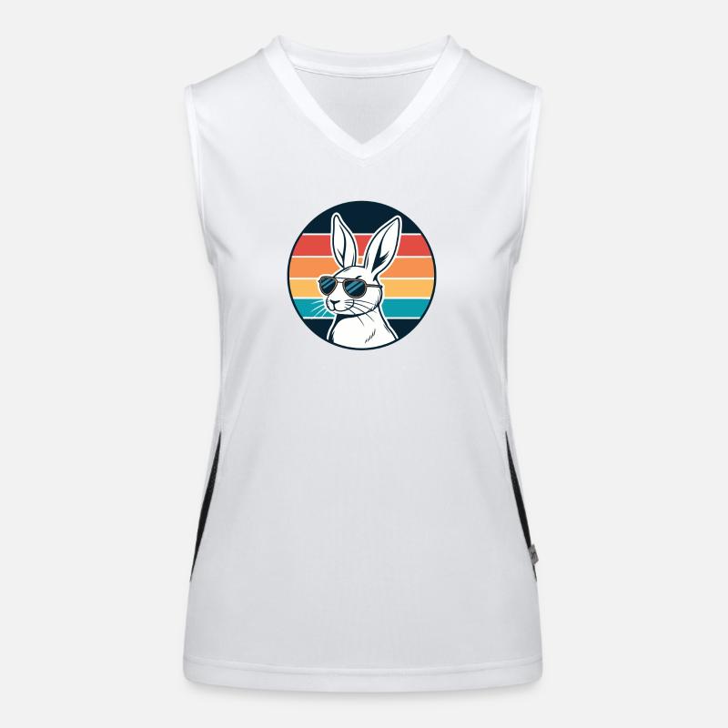 Sunny Retro Bunny mit Brille Funktionelles Kontrast-Tank Top für Frauen