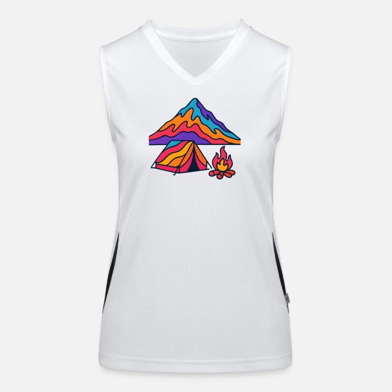 Neon Mountains Tent Camp Fire Women's Functional Contrast Tank Top