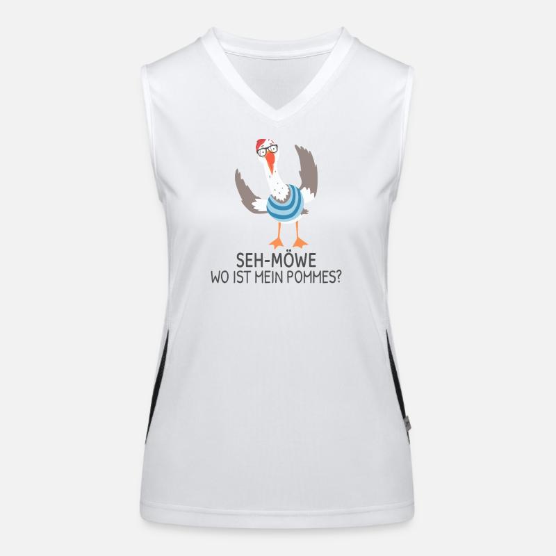 SEH-MÖWE Where's my fries? Funny Seagull Women's Functional Contrast Tank Top
