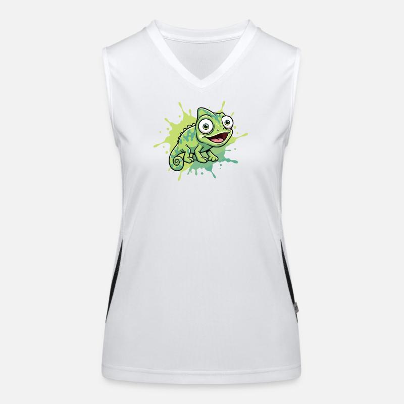 Fröhlicher Chamäleon Spritzer Funktionelles Kontrast-Tank Top für Frauen