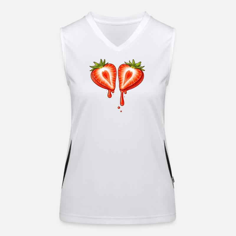 Geteilte Erdbeere mit Herzform  Funktionelles Kontrast-Tank Top für Frauen