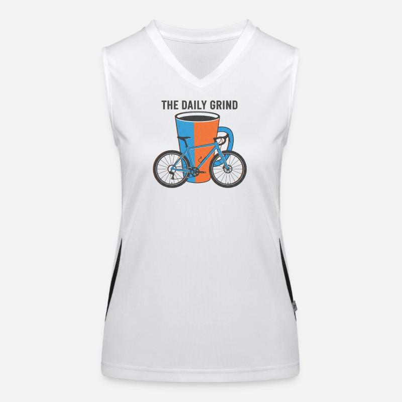 De dagelijkse sleur Risograph Fiets Koffiekunst Functionele contrasterende tanktop voor vrouwen