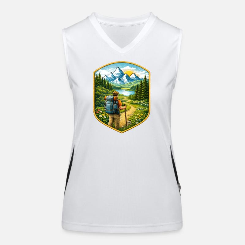 Wanderer Patch mit Berglandschaft  Funktionelles Kontrast-Tank Top für Frauen