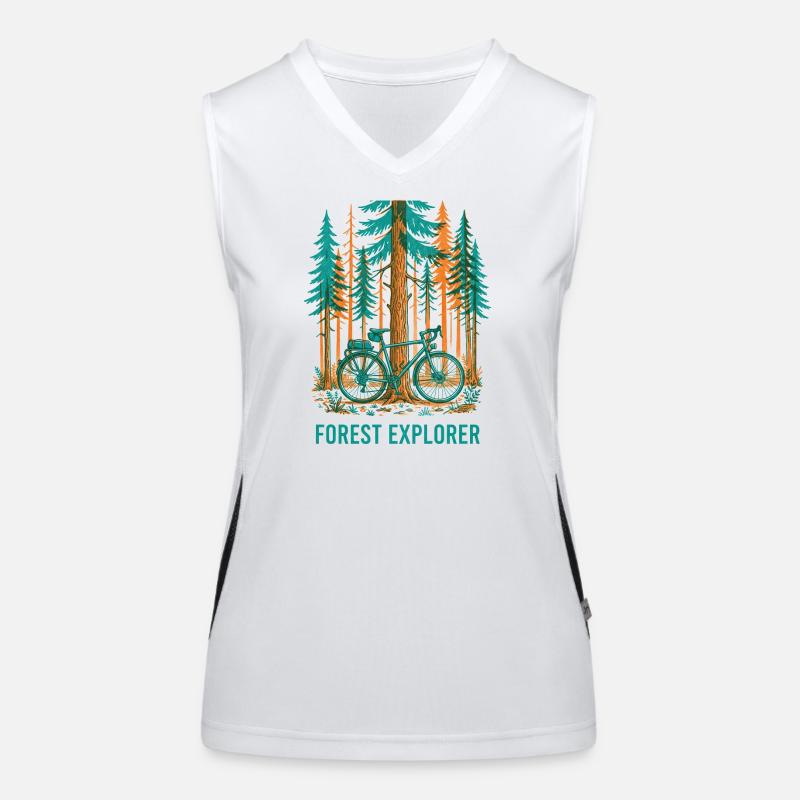 Forest Explorer Risograph Bike Art Women's Functional Contrast Tank Top