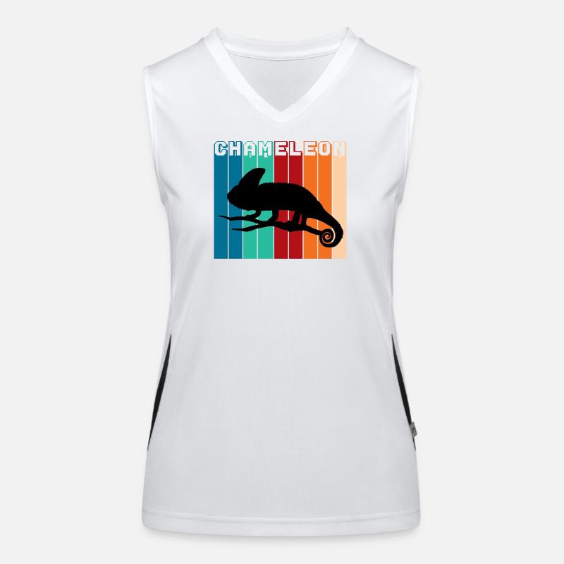 Retro Chameleon Silhouette Vintage Reptile Graphic Funktionelles Kontrast-Tank Top für Frauen