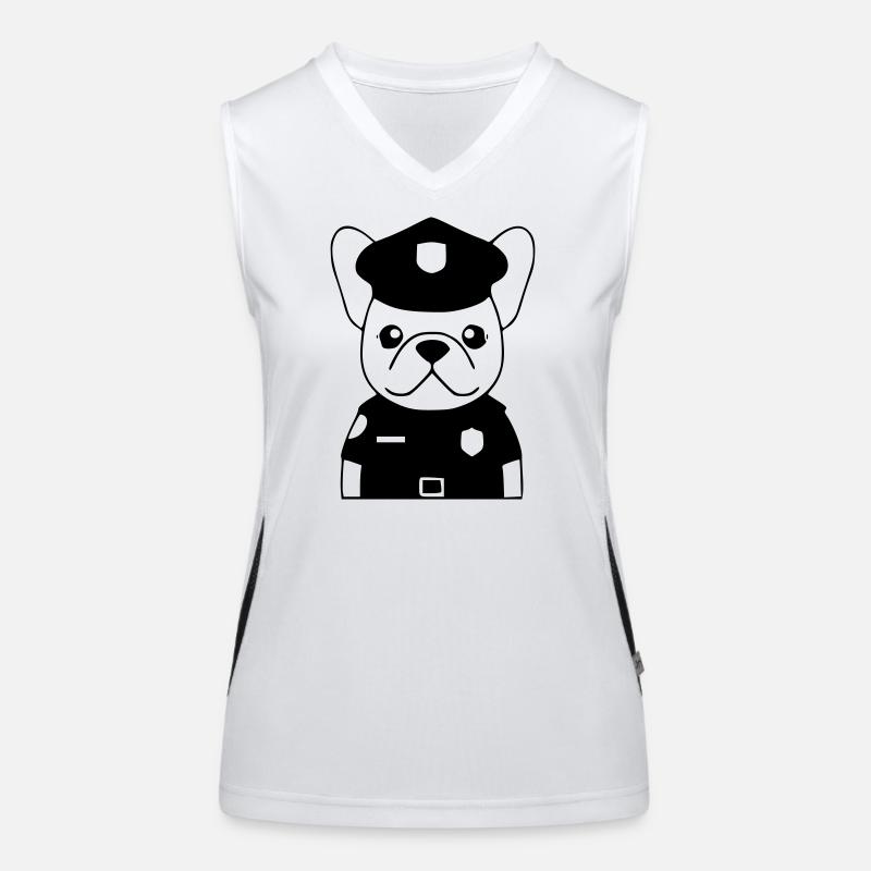 Frenchie Policeman Dog Black Women's Functional Contrast Tank Top