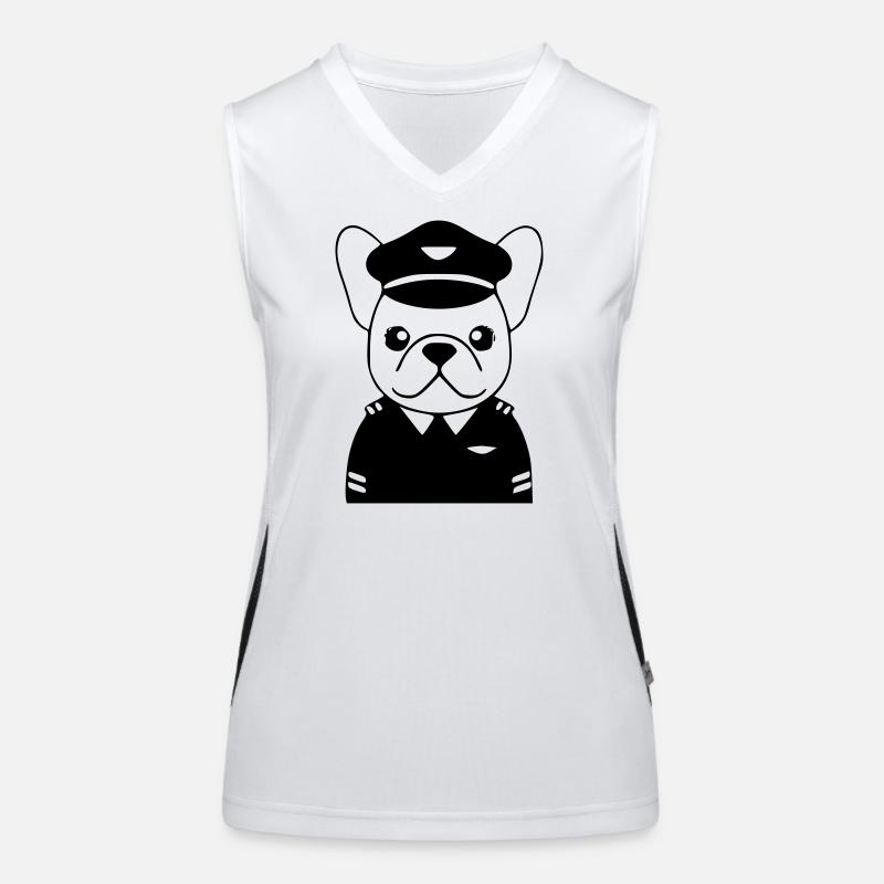 Frenchie Pilot Uniform Black Women's Functional Contrast Tank Top