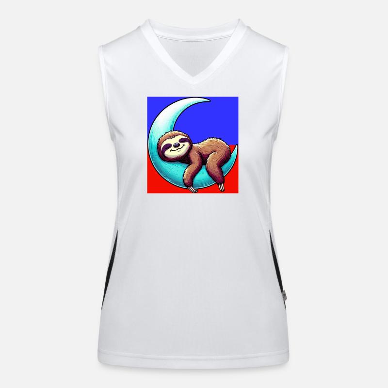 Sloth sleeps on the Moon Women's Functional Contrast Tank Top
