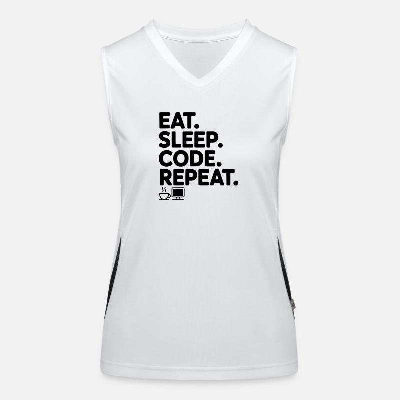 Eat. Sleep. Code. Repeat. Women's Functional Contrast Tank Top