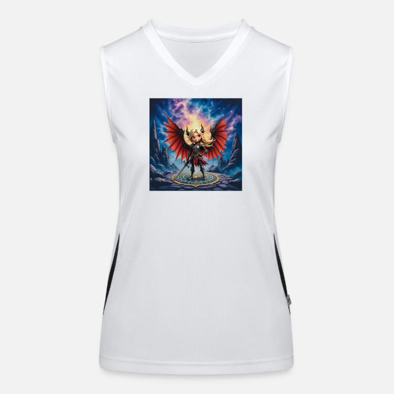 Red Winged Warrior in Runes Women's Functional Contrast Tank Top