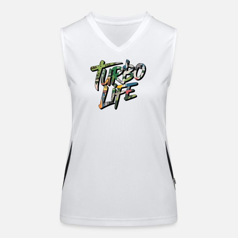 Turbo Life lettering with camouflage pattern tuning Women's Functional Contrast Tank Top