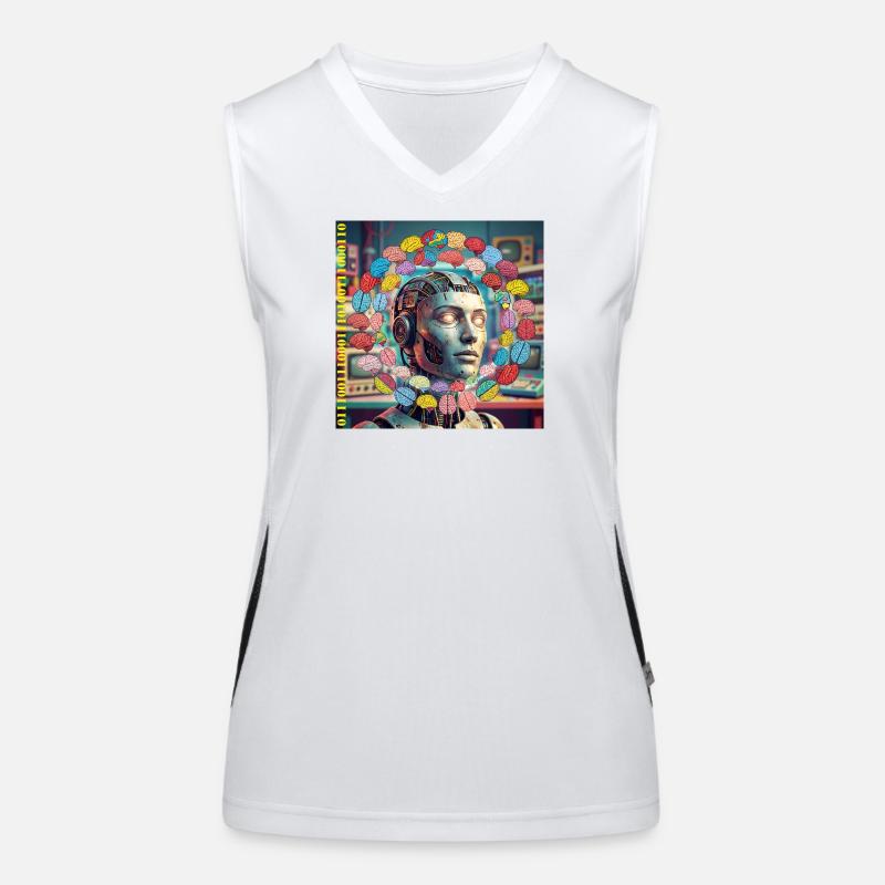Android with brain satellites Women's Functional Contrast Tank Top