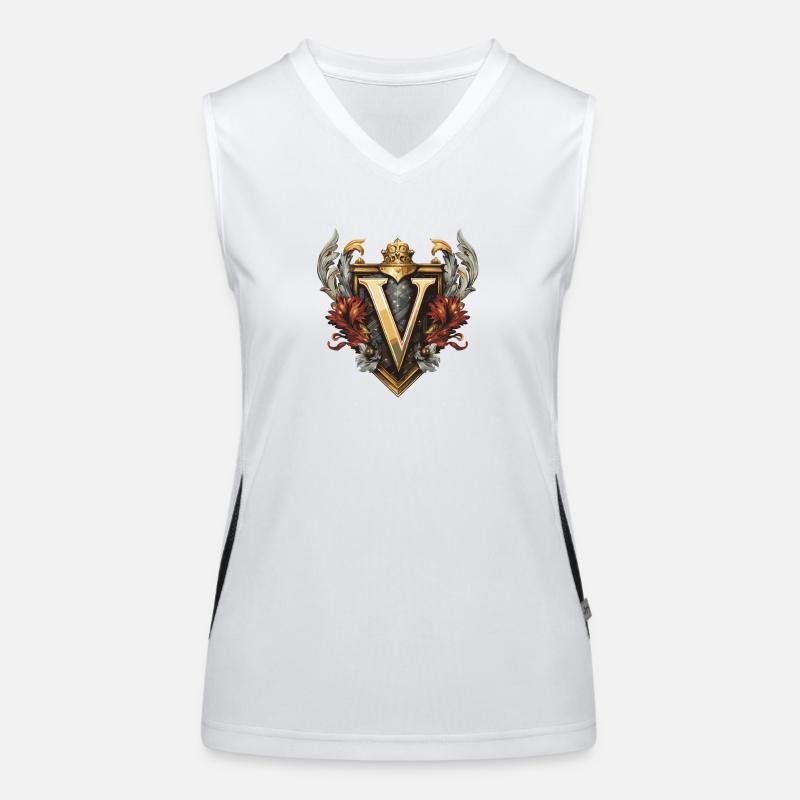V Letter Name Crown Women's Functional Contrast Tank Top