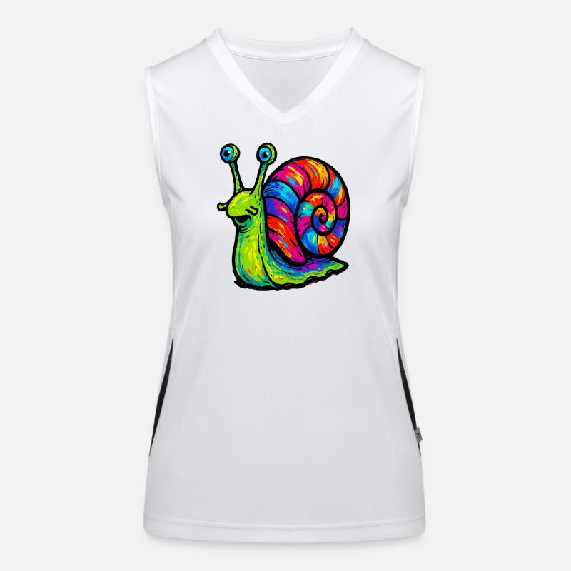Escargot psychédélique multicolore arc-en-ciel Débardeur respirant contrasté Femme