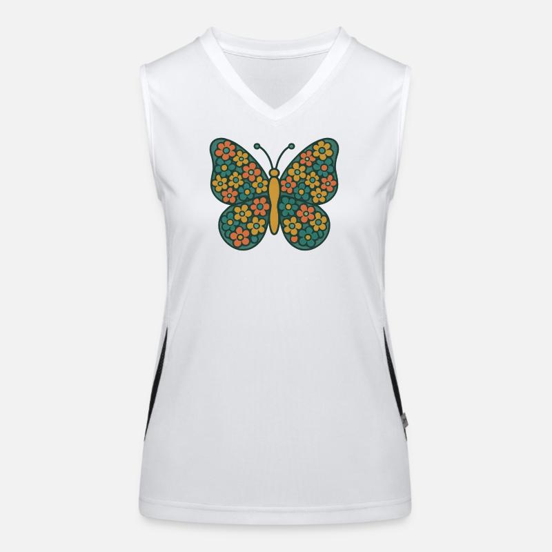 Papillon aux ailes de fleurs Débardeur respirant contrasté Femme