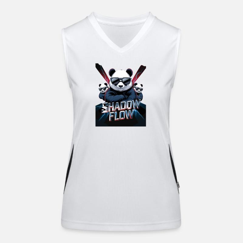 Shadow Flow Panda Crew with cool sunglasses Women's Functional Contrast Tank Top