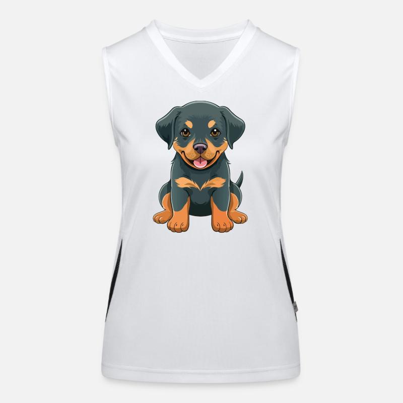 Dessin animé de chiot Rottweiler Débardeur respirant contrasté Femme