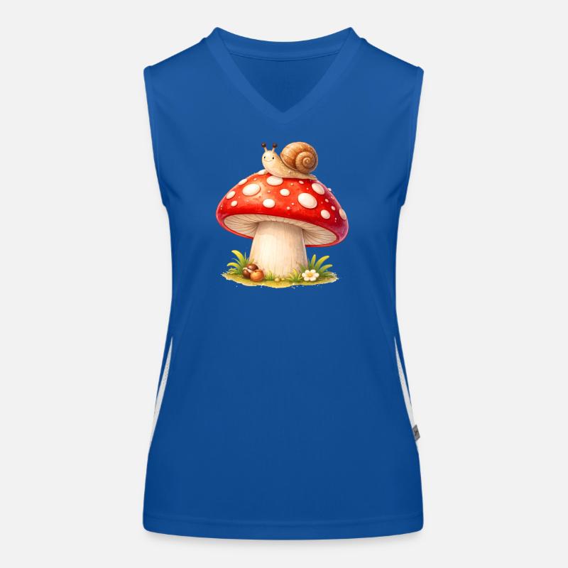 Toadstool with Snail Cute Forest Motif Women's Functional Contrast Tank Top