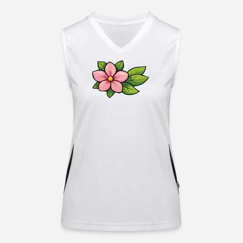 Fleur rose aux feuilles vertes Débardeur respirant contrasté Femme