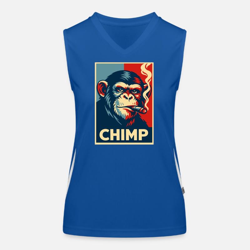 Retro-Schimpanse-Zigarren-Poster Funktionelles Kontrast-Tank Top für Frauen