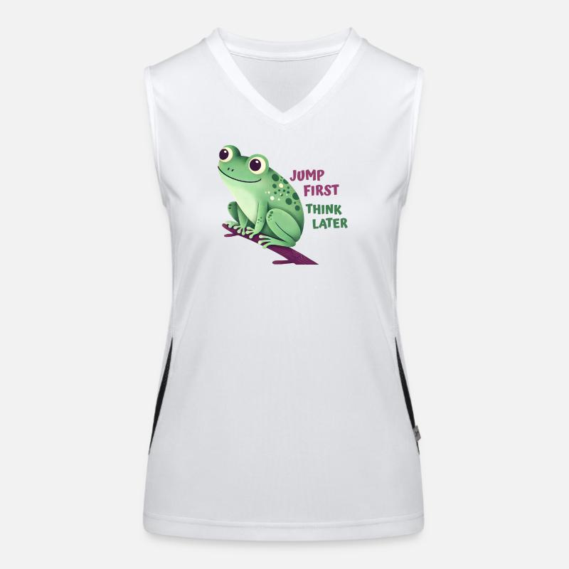 Frosch mit Zitat Funktionelles Kontrast-Tank Top für Frauen