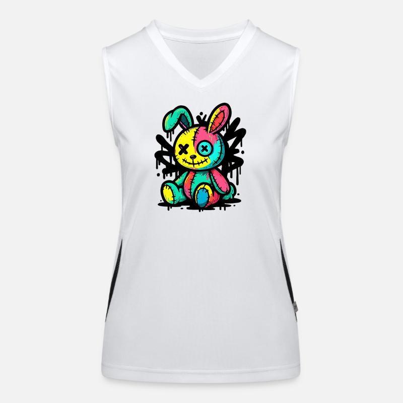 Gothic Bunny Weirdcore Dark Horror Animal Doll Funktionelles Kontrast-Tank Top für Frauen