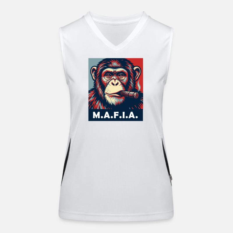 Pop-Art-Schimpanse mit Zigarre Funktionelles Kontrast-Tank Top für Frauen