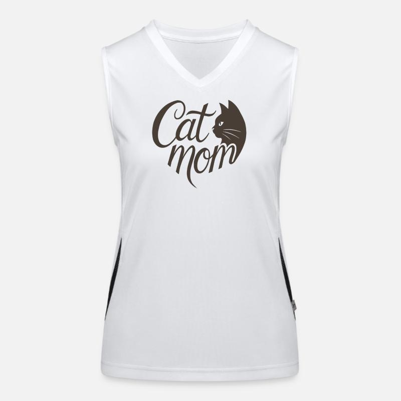 Cat Mom, Katzmama Heart Typography Women's Functional Contrast Tank Top