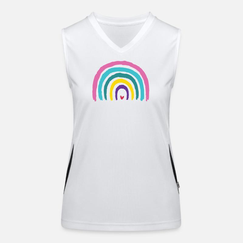 Regenbogen mit Herz Farben der 90er  Funktionelles Kontrast-Tank Top für Frauen