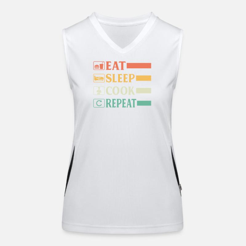 Funny Chef Head Chef Baker Chef Eat Sleep Cook Rep Women's Functional Contrast Tank Top