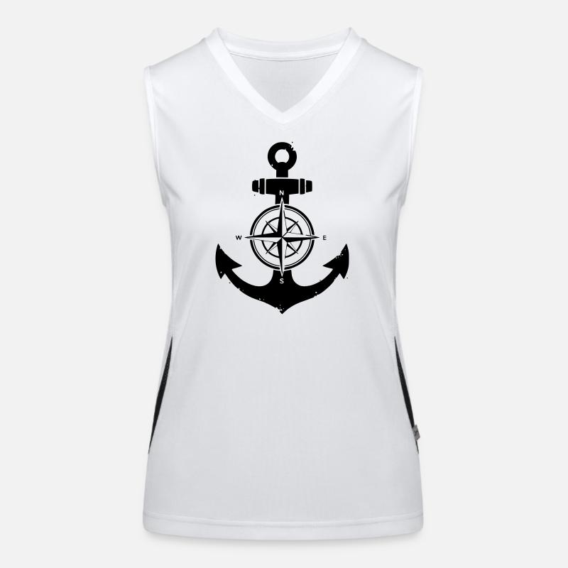 Anchor Compass Silhouette Women's Functional Contrast Tank Top