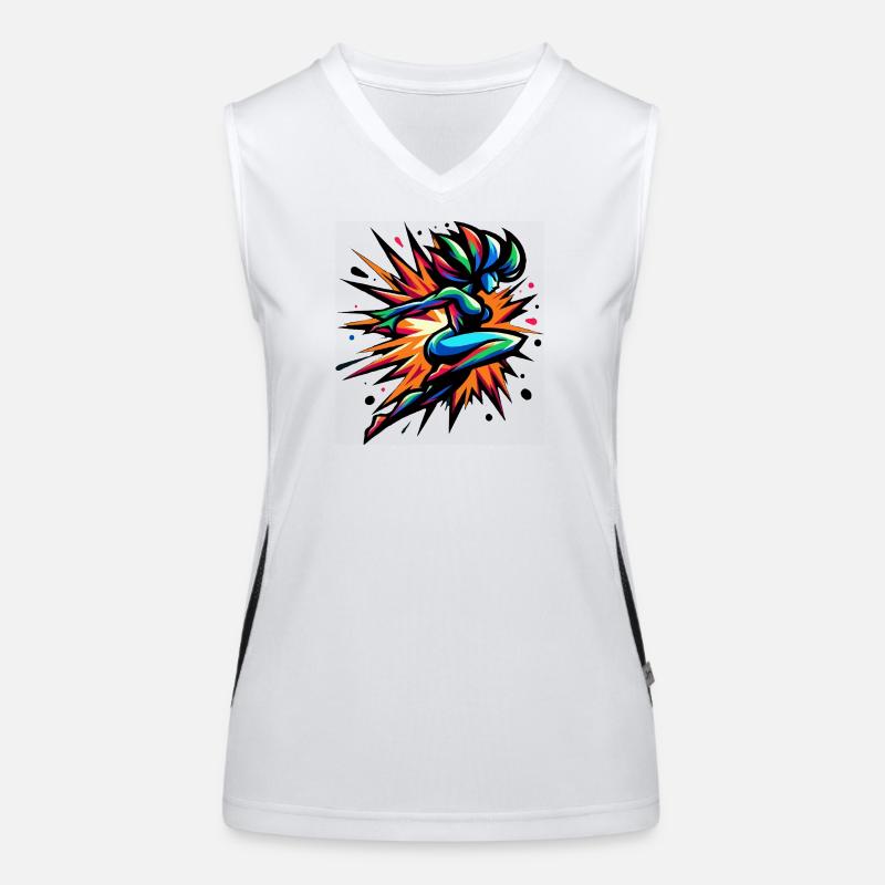 Bunter Neon-Sprinter Funktionelles Kontrast-Tank Top für Frauen