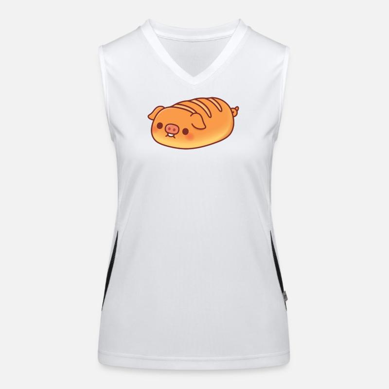 Cute Pig Baguette Bread Loaf Women's Functional Contrast Tank Top