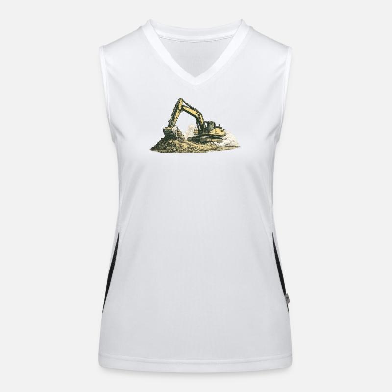 Vintage Excavator Construction Site Construction Machine Women's Functional Contrast Tank Top