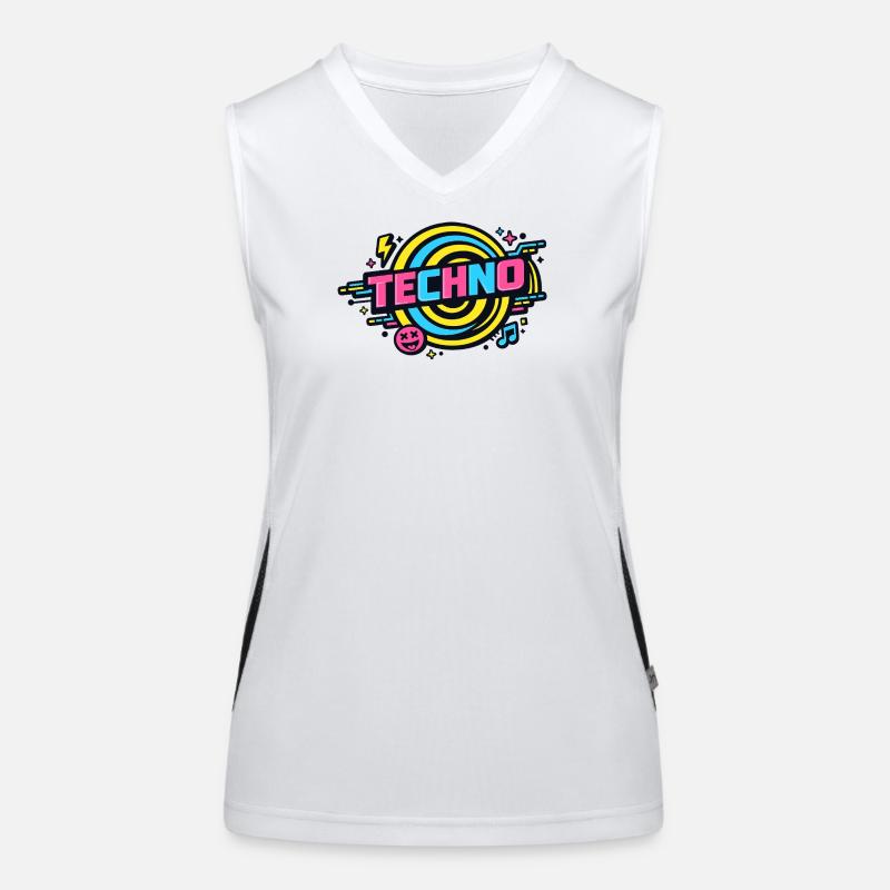 Techno Neon Retro Kreis Funktionelles Kontrast-Tank Top für Frauen