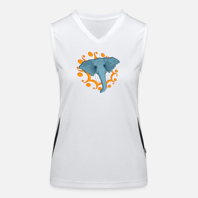Éléphant bleu avec une broche orange Débardeur respirant contrasté Femme