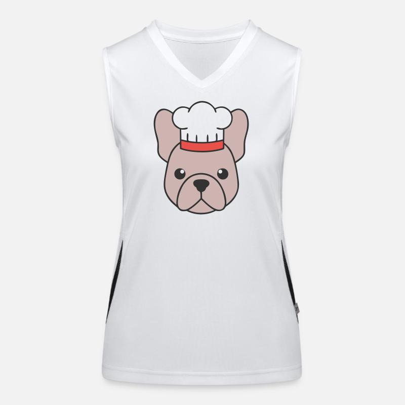 Frenchie Chef Hat Head Logo Women's Functional Contrast Tank Top