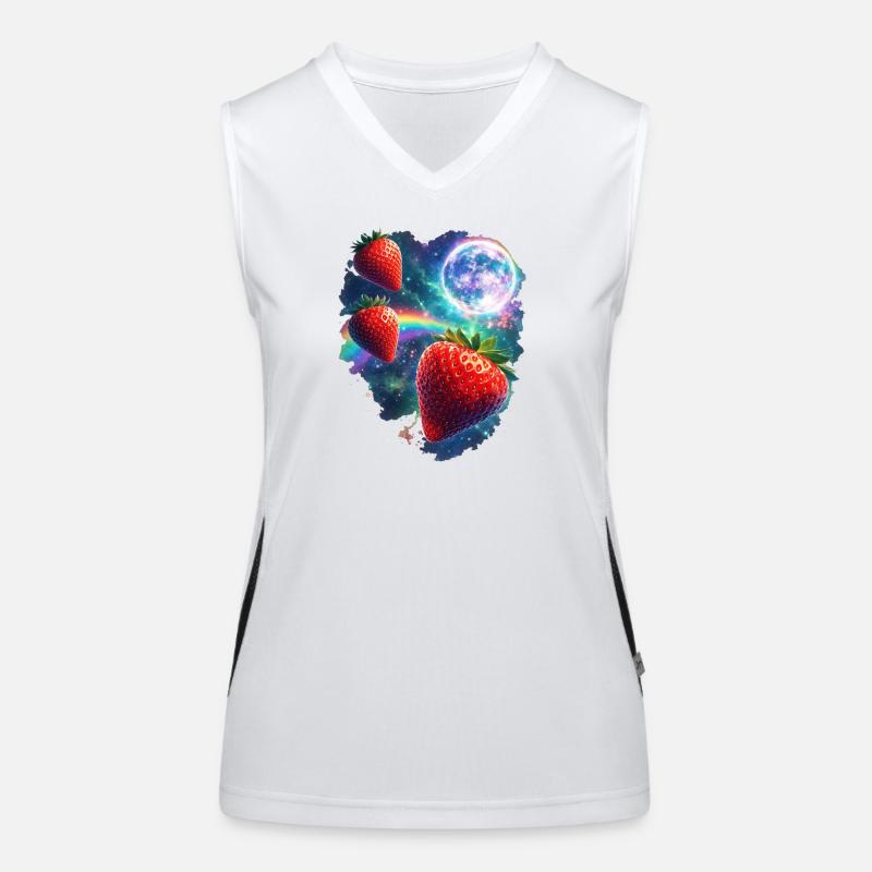 Kosmische Erdbeeren im Sternenlicht Funktionelles Kontrast-Tank Top für Frauen