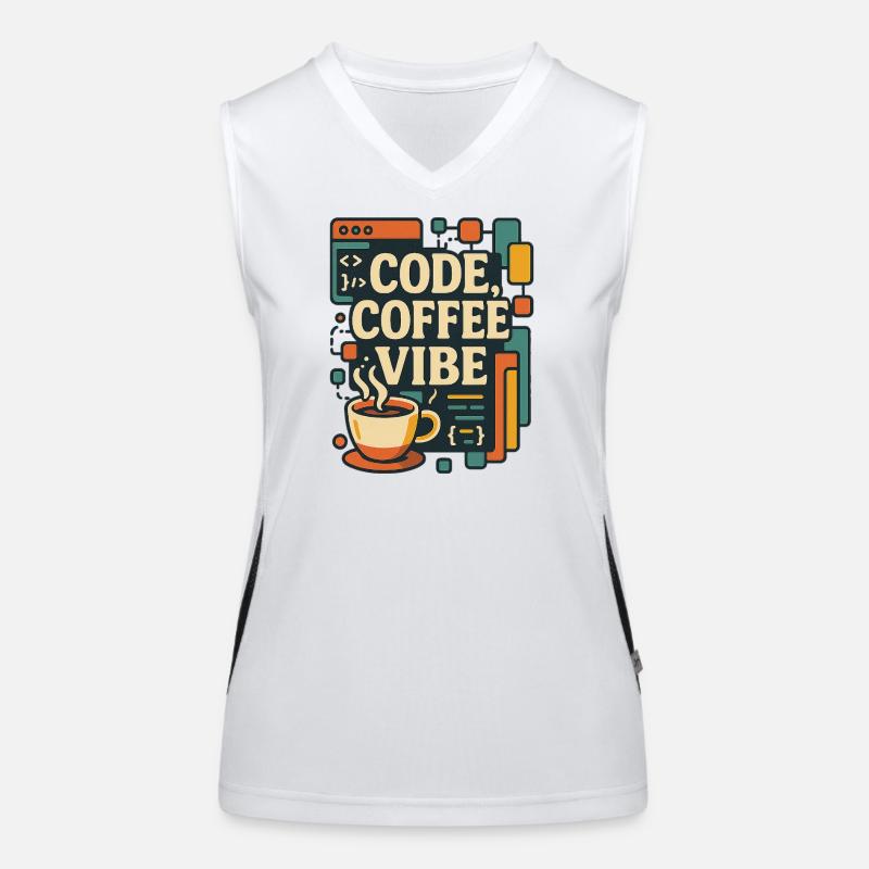 Code Coffee Vibe – Funny Programmer T-Shirt - Women's Functional Contrast Tank Top - white/black