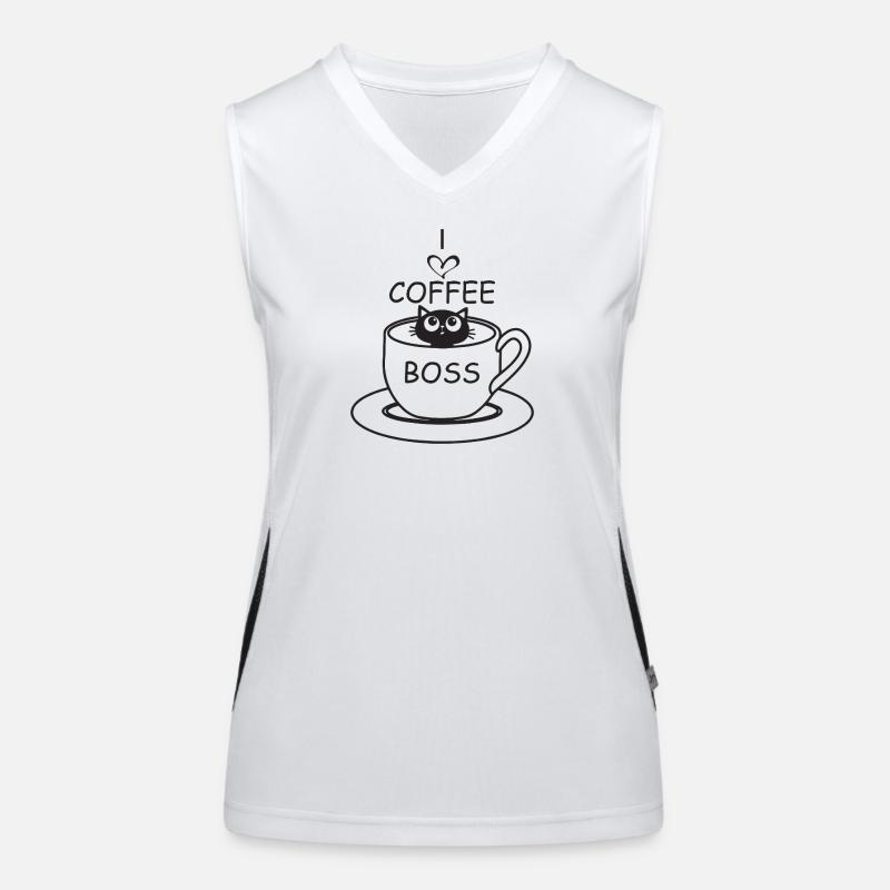 Kaffee Katze Funktionelles Kontrast-Tank Top für Frauen